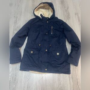 Women's Navy Utility Jacket with Faux Fur Lining